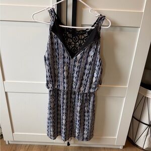 White House Black Market Sleeveless Patterned Mini Dress - Black and White